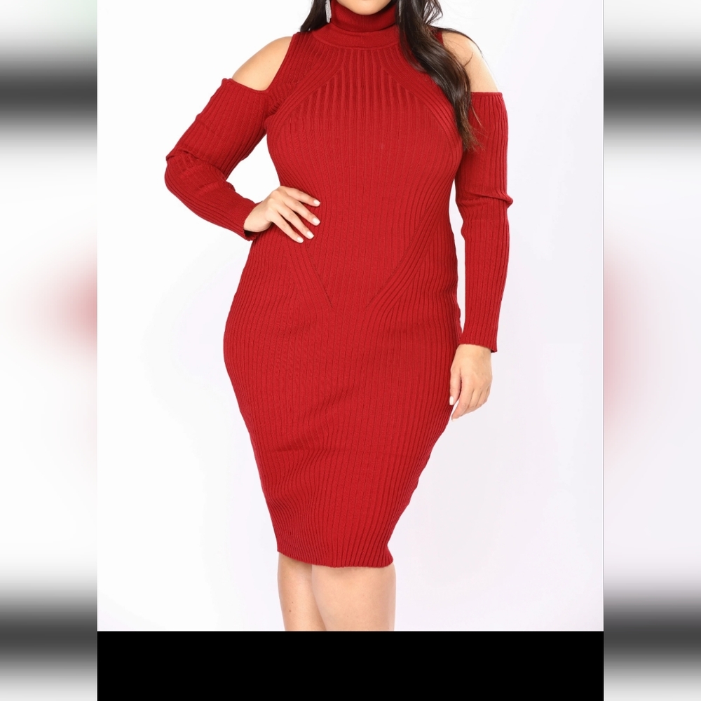 Not cold shoulder midi dress